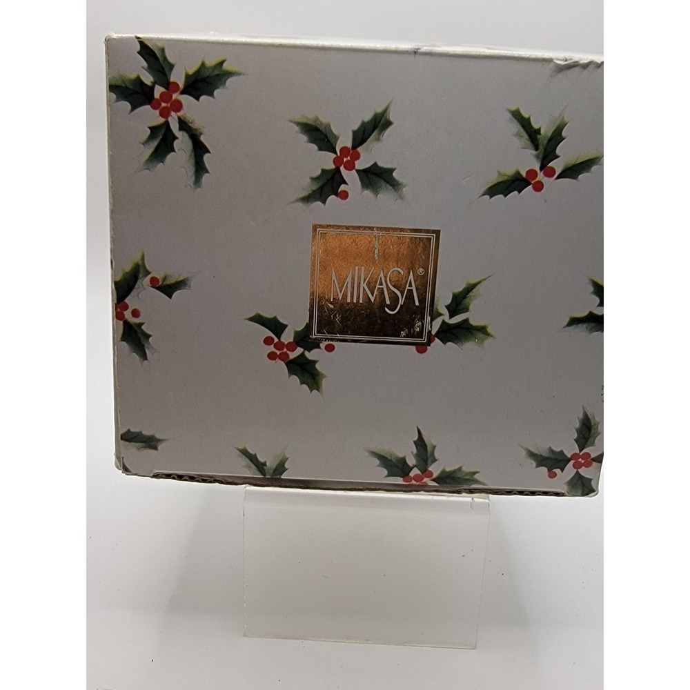 Mikasa Snowman Trio Figure Ribbon Holly Trinket Box‎  Lid Porcelain FK017 W/Box - Picture 6 of 9